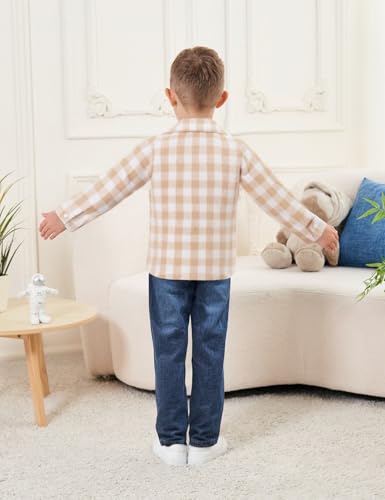 Crazyme 3Pcs Toddler Boy Clothes Plaid Shirt & White T-Shirt & Pants Boys Fall Outfits Clothing Set for Kids 6M to 6Y4
