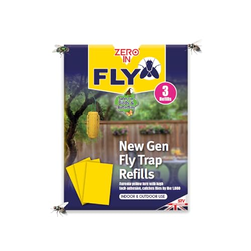 Zero In New Gen Fly Traps Refills - 3-Pack Effective Fly Trap Insect Attractant for Outdoor Use Covers up to 10m Radius Poison-Free