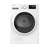 Secadora de estética blanca con detalles cromados. Puerta cristal oscuro con el marco cromado. Puerta tipo Big Door. Tambor de acero inoxidable. Con superficie estándar y un volumen de 112 Litros. Sistema de control Display LED. Motor universal.