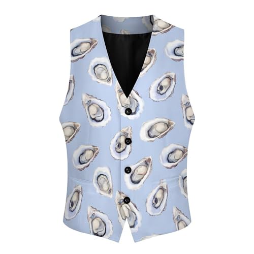 Oysters Pattern Trendy Vest Suit for Men V Neck Formal Dress Waistcoat Vests Business Slim Fit3