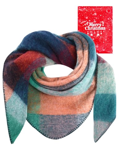 Voqeen Schal Damen Winter Dreieckstuch Lange Tartan Dreieck Schal Wrap Dicke Warme Damen Halstuch Weiche Stola Winterschal Decke Für Frauen