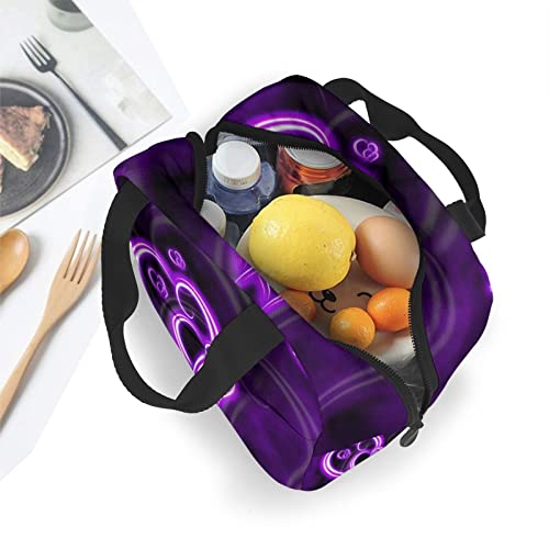 Patnprt Purple Heart Lunch Bag Insulated Lunch Box With Front Pocket Reusable Tote Bag For Office Work Picnic Travel Shopping #TOP1