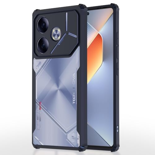 Image of Pikkme Crystal Clear Transparent Back | Ultra Hyrbid | Full Camera Protection | Raised Edge | Bumper Back Case for Tecno Pova 6 (Blue)