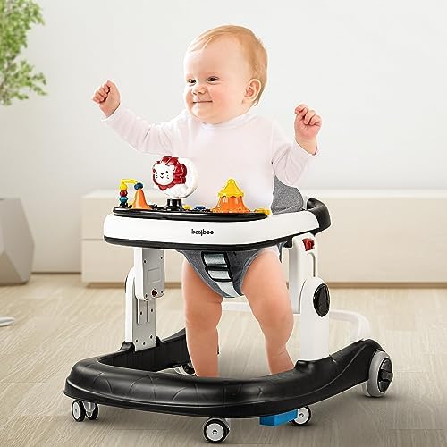 Baybee Astro 2 in 1 Baby Walker, Round Kids Walker for Baby, Walker with 3 Adjustable Height & Musical Toy Bar | Baby Push Walker, Activity Walker for Kids, Walker Baby 6-18 months Boys Girls (Black)