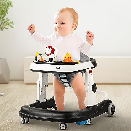 Image of Baybee Astro 2 in 1 Baby Walker, Round Kids Walker for Baby, Walker with 3 Adjustable Height & Musical Toy Bar | Baby Push Walker, Activity Walker for Kids, Walker Baby 6-18 months Boys Girls (Black)