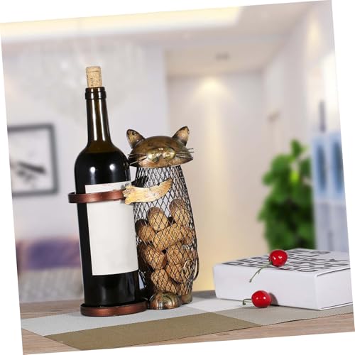 Soporte creativo para botellas de vino de hierro con forma de gato miniatura 6