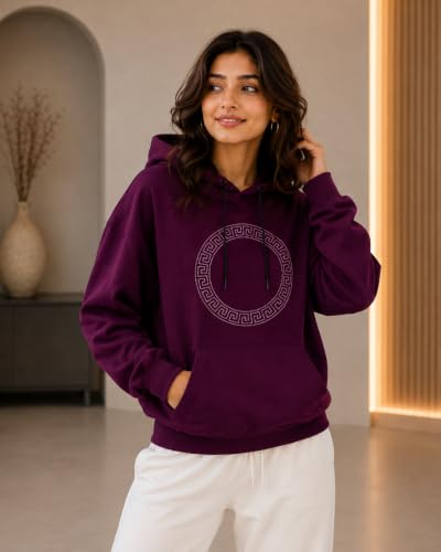 Image of Women's Luxury Rhinestone Geometric Circle Pullover Hoodies for Women
