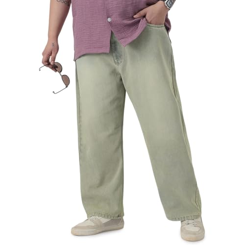 Image of Urbano Plus Men's Loose Baggy Fit Heavy Washed Jeans Non-Stretchable