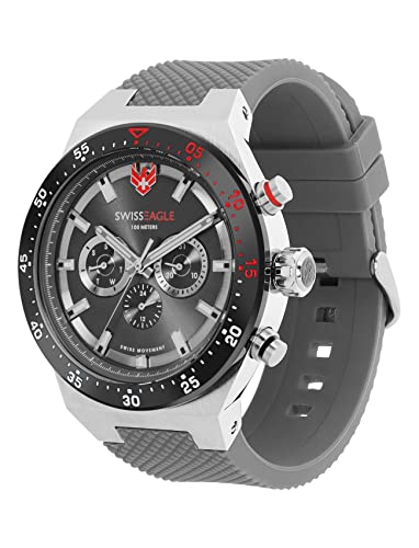 Image of Swiss Eagle Premium Swiss-Made Multifunction Watch for Men with Quartz Movement, Silicon Belt, Metal Case