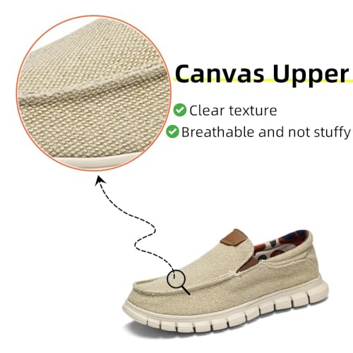 Mens Canvas Loafers Fashion Casual Breathable Lightweight Slip on Shoes Comfortable Walking Outdoor Driving Shoes2
