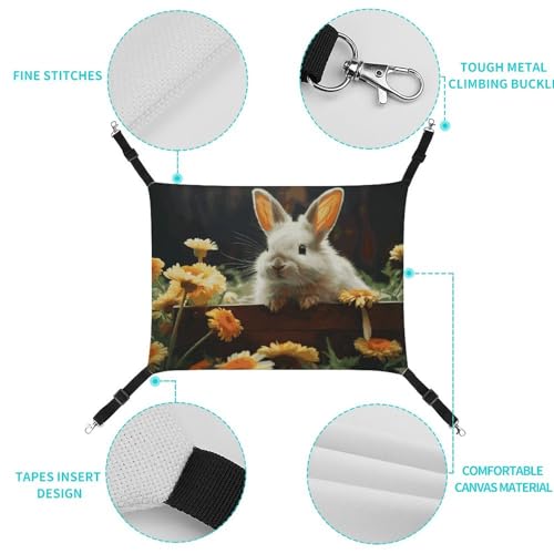 Hamac pour chat réglable - Lit doux suspendu lapin et petits animaux - 4