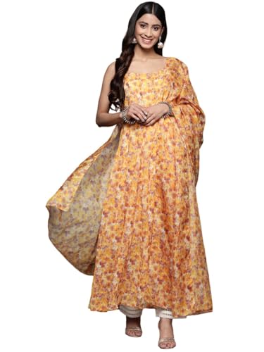 Kurta Anarkali Varanga en georgette haut de gamme imprimée à sangles