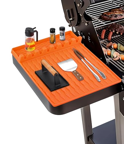 Blackstone Silicone Griddle Tools - BBQ Caddy Utensils Holder, Side Shelf Mat Grill Pad Drip Pad, Spatula Mat Cooking & Countertop, Griddle Accessories (Orange 1PC)
