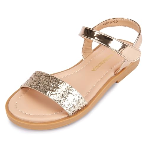 Image of PANDANINJIA Girls Sandals Open Toe Summer Flats Dress Shoes