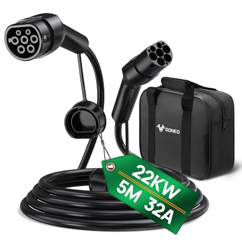 GONEO Type 2 Câble de Charge 22KW 5M 32A Voiture Électrique Triphasé Câble Type 2 à Type 2...