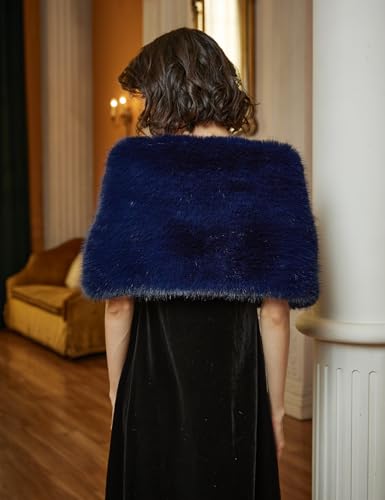 BEAUTELICATE Women Faux Fur Shawl Cover Up Stole Shrug Winter Bridal Wedding Wrap4