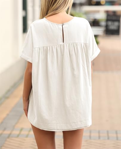 Image of Tankaneo Womens Summer Babydoll Tops Casual Loose Fit Peplum Oversized Tunic Shirts