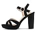 MERUMOTE Women's Open Toe Chunky High Heels Ankle Strap Platform Pump Shoes Buckle Party Sandals Black Suede US8
