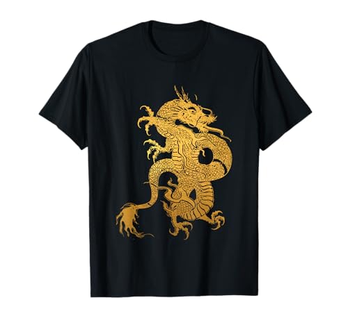 Traditional Chinese Yellow Dragon Tribal T-Shirt