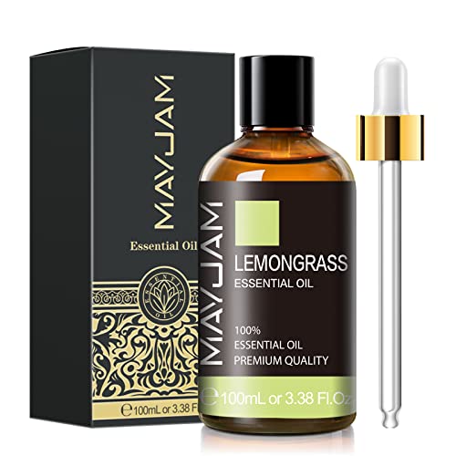 MAYJAM Aceites Esenciales de Lemongrass 100 ml, 100% Aceites Esenciales Naturales Puros, Aceite Esencial de Aromaterapia de Grado Terapéutico, Aceites de Fragancia para Relajación, Regalos Perfectos