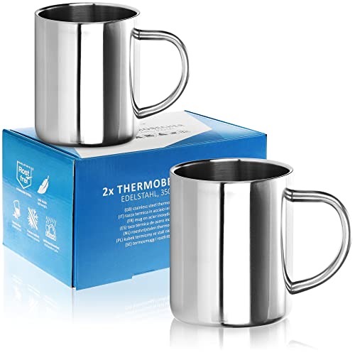 Robin Goods® 2X Stainless Steel Thermo Mug Set, 350 ml per Coffee Mug