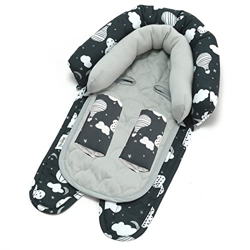 Image of Travel Bug Baby & Toddler 2-in-1 Head Support Duo Head Support + Strap Covers for Car Seats, Strollers & Bouncers (Balloons)