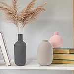 Winter Shore Vasen Deko Keramik [3er-Pack] - Neutrale Vase Deko für Wohnzimmer, Esstisch, Küche, Kaminsims - Modernes, Minimalistisches Deko Vasen Set - Gerade, Ovale, Runde Matte Vasen Aesthetic – Bild 4