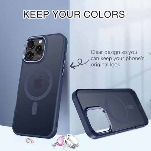 Image of BENTOBEN for iPhone 16 Pro Case [Compatible with Magsafe] Magnetic Matte Phone Case iPhone 16 Pro Translucent Slim Thin Shockproof Women Men Protective Cover Cases for iPhone 16 Pro 6.3 inch, Navy Blue