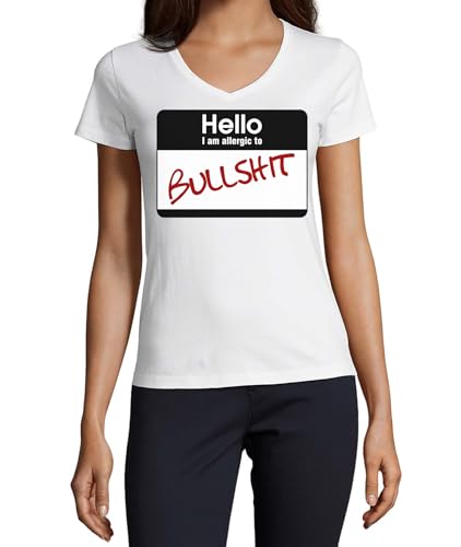 T-shirt col en V femme coton Blanc L pour exprimer votre humeur unique