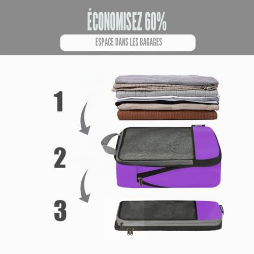 Eono Lot de 3/4/6 Organiseurs de Bagage Bagage Sac Compression pour Voyage Maquillqage Vêtement Sac Organisateur Rangement de Valise Compression Packing Cubes – vue 4