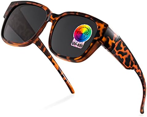 Mass Vision Women's Polarized Sunglasses, Fits Over Prescription Glasses, UV400 Protection, Tortoise
