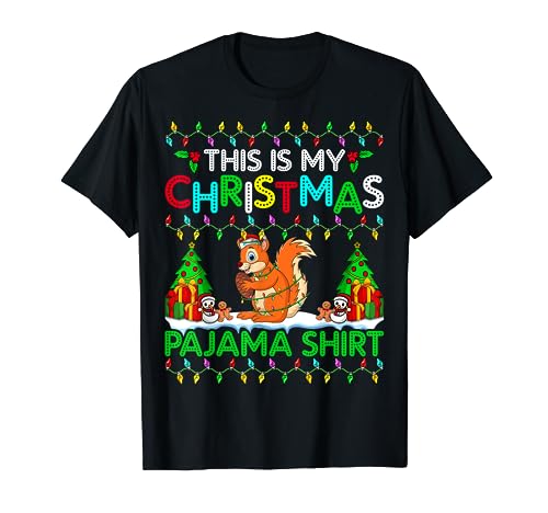 Squirrel Christmas Xmas Pajama Shirt - Rodent Squirrel Lover Camiseta