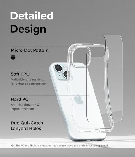 Image of Ringke Fusion Compatible with iPhone 15 Plus Case Cover Transparent Hard Back Soft Flexible TPU Bumper Scratch Resistant Natural Form iPhone 15 Plus Back Cover - Clear