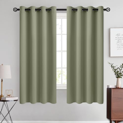 Image of COSVIYA Grommet Room Darkening Light Sage Curtains 63 inch Long for Bedroom | Light Blocking Insulated Thermal Curtains for Living Room, Blackout Thick Polyester Window Drapes,52x63 inches, 2 Panels