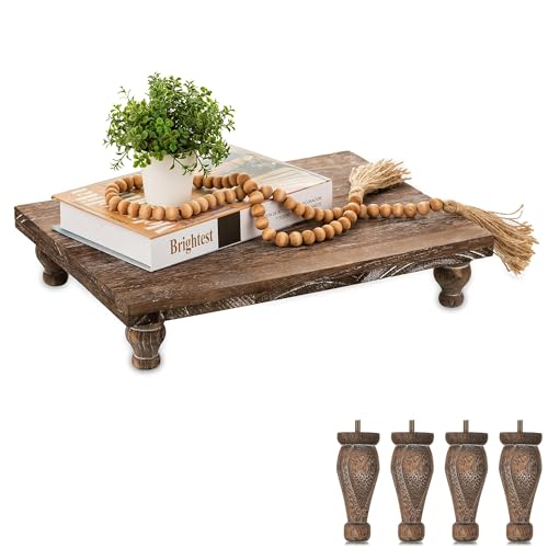 Hanobe Wooden Riser Decorative Tray: Farmhouse Wood...
