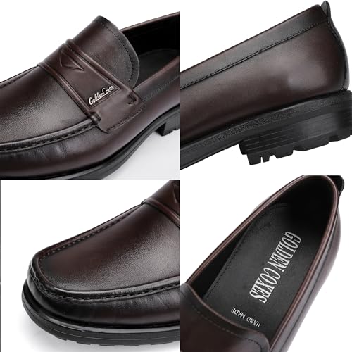 Image of Mens Leather Tassel Loafer, Classic Luxury Smooth Upper Tassel Slip-on Penny Loafer for Mens, Black