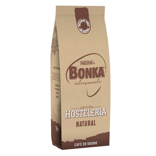 Bonka cafe en grano tostado natural para hostelería, Ideal para maquina de cafe Espresso - 1 paquete x 1 kg