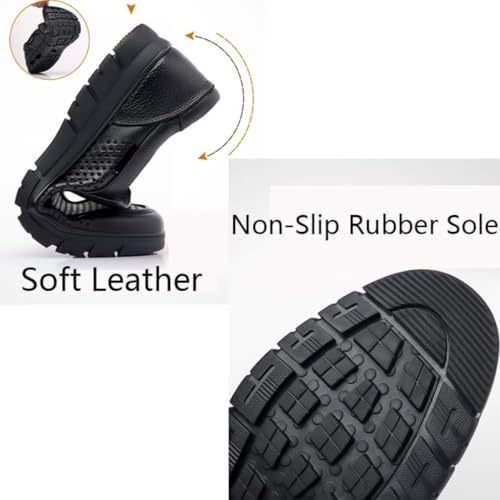 Breathable Business Casual Men's Leather Shoes, Summer Mesh Lightweight Soft Leather Moccasins Slip-On Walking Shoes2
