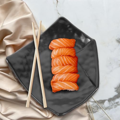 Plato creativo para sushi de 9 pulgadas melamina negra miniatura 5