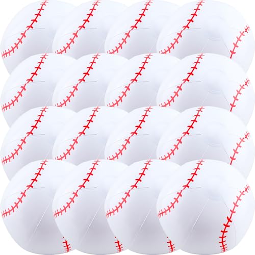 Sonarun 16 Pcs 16 Inch Inflatable Sports Beach Ball Inflatable Basketball Baseball Soccer Football Blow Up Beach Sports Ball for Sports Party Summer Pool Water Toys (Baseball)