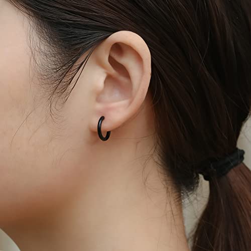Image of 316L Surgical Stainless Steel Small Hoop Earrings 8mm 10mm 12mm 14mm Hypoallergenic Huggie Hoop Earrings Helix Lobes Hinged Sleeper Earrings Men Women for Cartilage Piercings