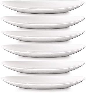 Oval Shaped Prometeo Dinner Plates in Brilliant White (6 Pieces)