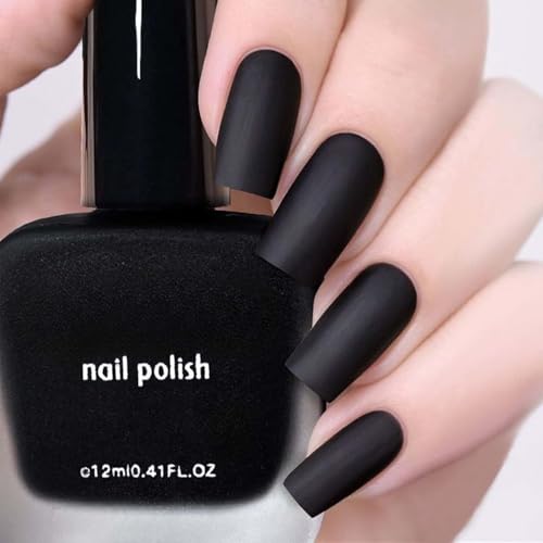 Black Nail Polish Matte Nail Polish Quick-drying No Need for UV Curing Perfect for Women During Winter or Christmas Apply base coat to strengthen nails