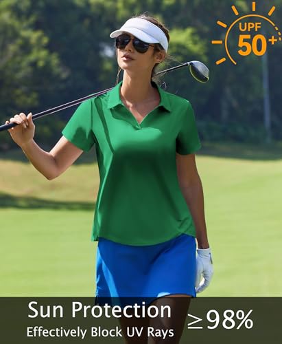 Image of PINSPARK Womens Golf Shirt Short Sleeve Polos UPF 50+ Collared Tennis Tops