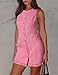 Nitzana Women's Denim Dress Jean Sleeveless Button Down Shirt Mini Tank Casual Summer Dresses with Pocket 2025 Trendy Outfits Pink