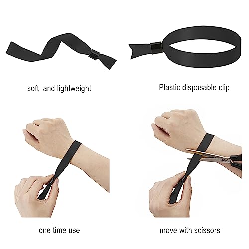 Wristrenyi Cloth Wristbands For Events-100 Pack Black Fabric Bracelets Wrist Bands for Concerts Festival Admission Party