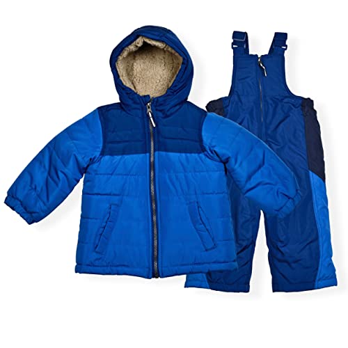 Image of Arctic Quest Boys' Bib Snow Pants and Ski Jacket Water-Resistant Snowsuit For Kids Winter Hooded Jacket, Snorkel Blue, 5-6