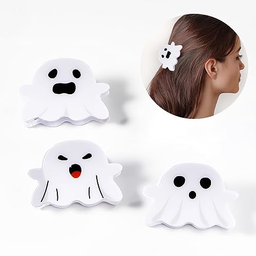 3 Pcs Hair Claw Clips blanco Ghost Face Halloween miniatura 2