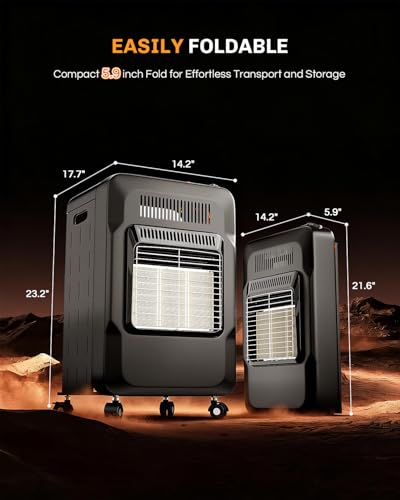 WELLUCK Propane Heater Indoor Outdoor With ODS & Tip-over Protection 6000 to 18000 BTU 3 Modes Portable Cabinet Heater for Garages Patio Camping Workshops Construction