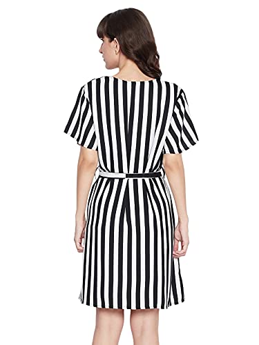 Image of Clovia Women's Crepe Sassy Stripes Short Nightdress in White